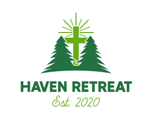 Forest Retreat Cross logo design