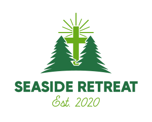 Forest Retreat Cross logo design