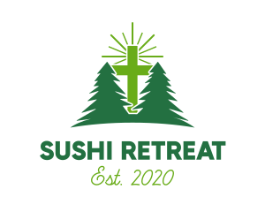 Forest Retreat Cross logo design