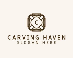 Leaf Wood Carving  logo design