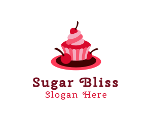 Cherry Sweet Cupcake logo design