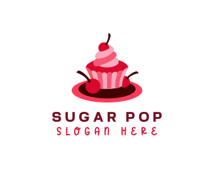 Cherry Sweet Cupcake logo design