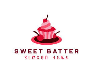 Cherry Sweet Cupcake logo design