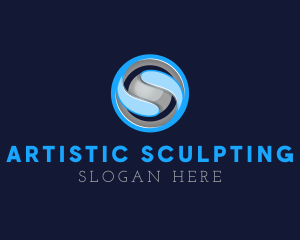 3D Blue Globe Technology logo design