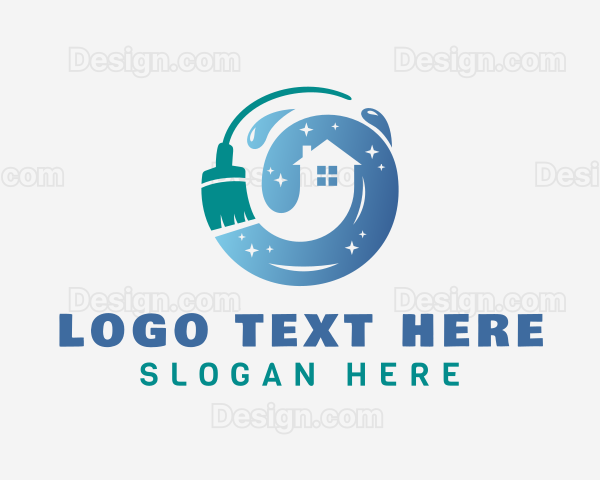 Gradient Broom Cleaning Logo