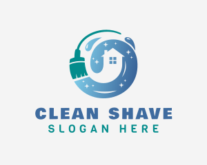 Gradient Broom Cleaning logo design