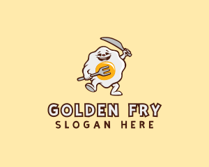 Egg Cutlery Cartoon logo design