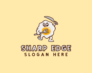 Egg Cutlery Cartoon logo design