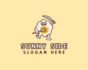 Egg Cutlery Cartoon logo design