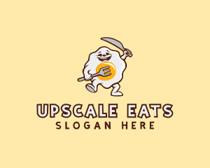 Egg Cutlery Cartoon logo design