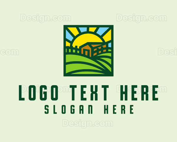 Sun Farmhouse Landscape Logo