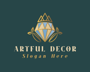 Diamond Crown leaf logo design