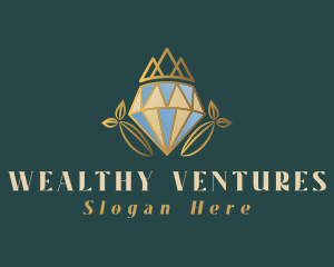 Diamond Crown leaf logo design