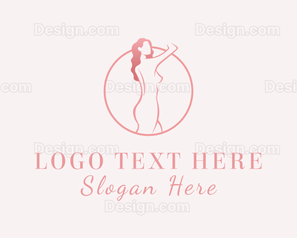 Curly Sexy Woman Nude Logo