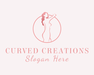 Curly Sexy Woman Nude logo design