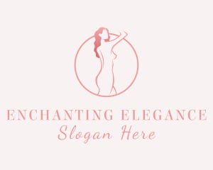 Curly Sexy Woman Nude logo design