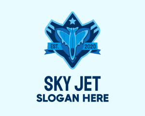 Blue Fighter Jet Emblem  logo