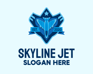 Blue Fighter Jet Emblem  logo