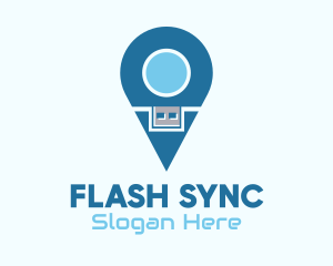 Flash Drive Location Pin logo design