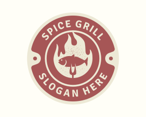 Hot Fish Grill Buffet logo design