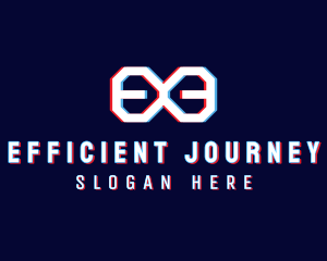 Glitchy Infinity Letter E logo design