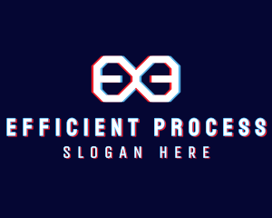 Glitchy Infinity Letter E logo design