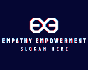 Glitchy Infinity Letter E logo design