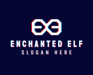 Glitchy Infinity Letter E logo design