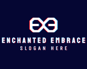 Glitchy Infinity Letter E logo design