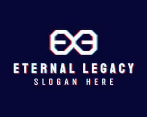 Glitchy Infinity Letter E logo design