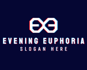 Glitchy Infinity Letter E logo design