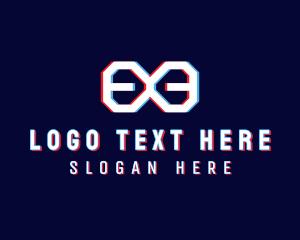 App - Glitchy Infinity Letter E logo design