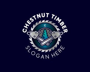 Chainsaw Lumberjack Cutting logo design