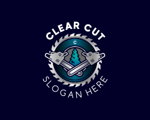 Chainsaw Lumberjack Cutting logo design