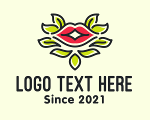 Lips Mouth Leaf Makeup logo design