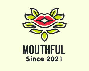 Lips Mouth Leaf Makeup logo