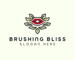 Lips Mouth Wreath Makeup logo design