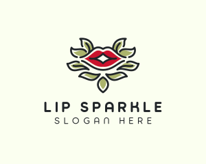 Lips Mouth Wreath Makeup logo design