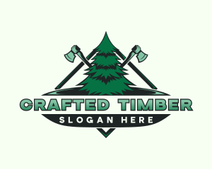 Pine Tree Lumberjack Axe logo design