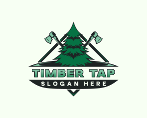 Pine Tree Lumberjack Axe logo design