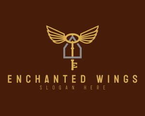 Wings House Key logo design