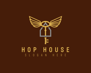 Wings House Key logo design