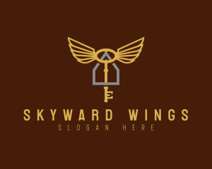 Wings House Key logo design