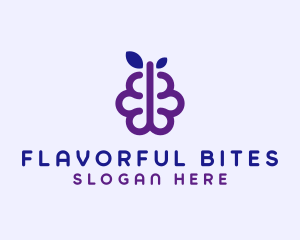 Grapes Berry Fruit Brain logo design