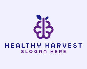 Grapes Berry Fruit Brain logo design