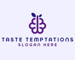 Grapes Berry Fruit Brain logo design