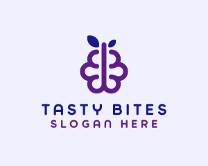 Grapes Berry Fruit Brain logo design