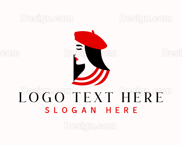 Woman Beret Hat Logo