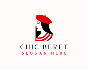 Woman Beret Hat logo design