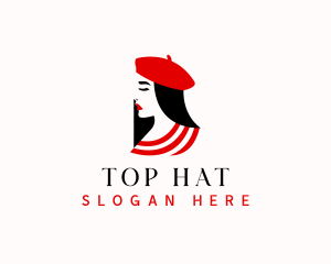 Woman Beret Hat logo design